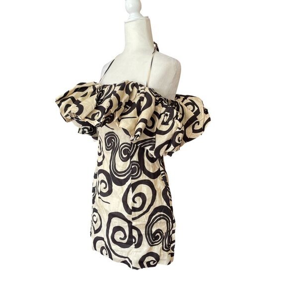 NWT Anthropologie The Wolf Gang Mirador Tan Linen Mini Dress Swirl SZ 6 - Picture 10 of 16